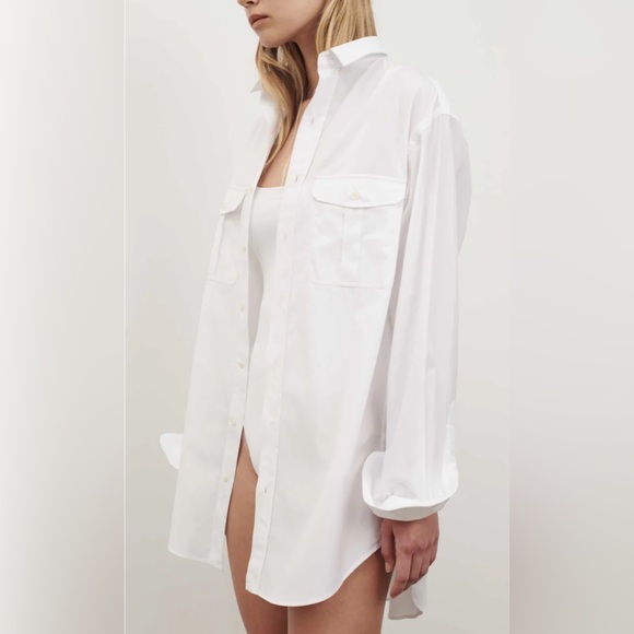 NWT Wardrobe NYC White Shirt Dress Mini Size Small - Picture 3 of 6